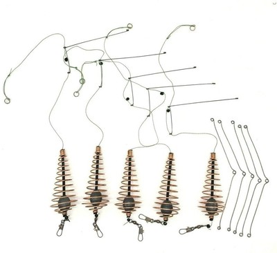 5pcs Spring Coil Inline Method Feeders Fishing Feeder Carp Fishing