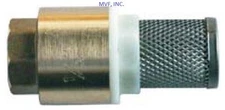 3/4" NPT CHECK FOOT VALVE BRASS SPRING LOADED w/ FILTER 200 PSI SLCVF075