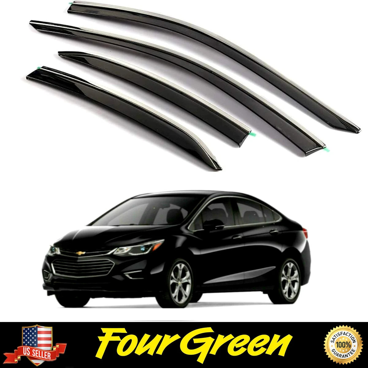 Smoke Window Visor Rain Guards W Chrome Trim for Chevrolet 2017