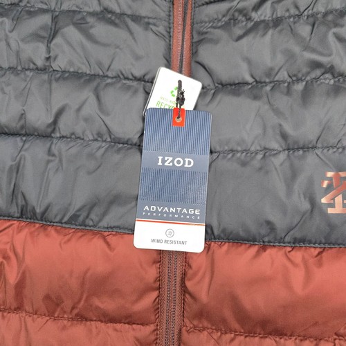 Izod Advantage Performance Puffer Vest Mens Large Blue Red Sleeveless Full Zip - Picture 5 of 13