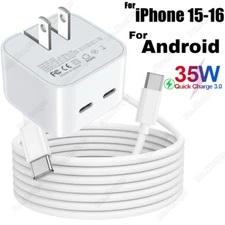 For iPhone 15 16 Pro Samsung Type-C Cable USB-C 35W Fast Charger Charging Cord