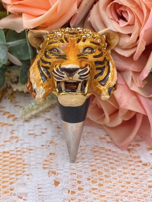 Tiger Weinstopfen - JAY STRONGWATER Emaille & Swarovski Kristalle, neuwertig in Box