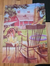 Farm Primative Willabee & Ward Flag 27x39 red barn/lemonade porch sitting