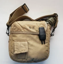 US Military 2 qt Collapsible Water Canteen with Cover Carrier Strap Khaki Used