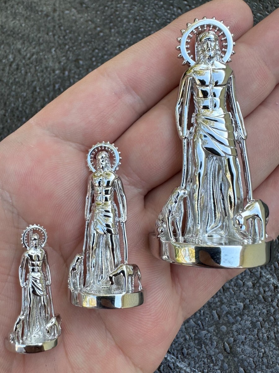 3D Real Solid 925 Silver Saint St Lazarus Necklace Pendant Plain