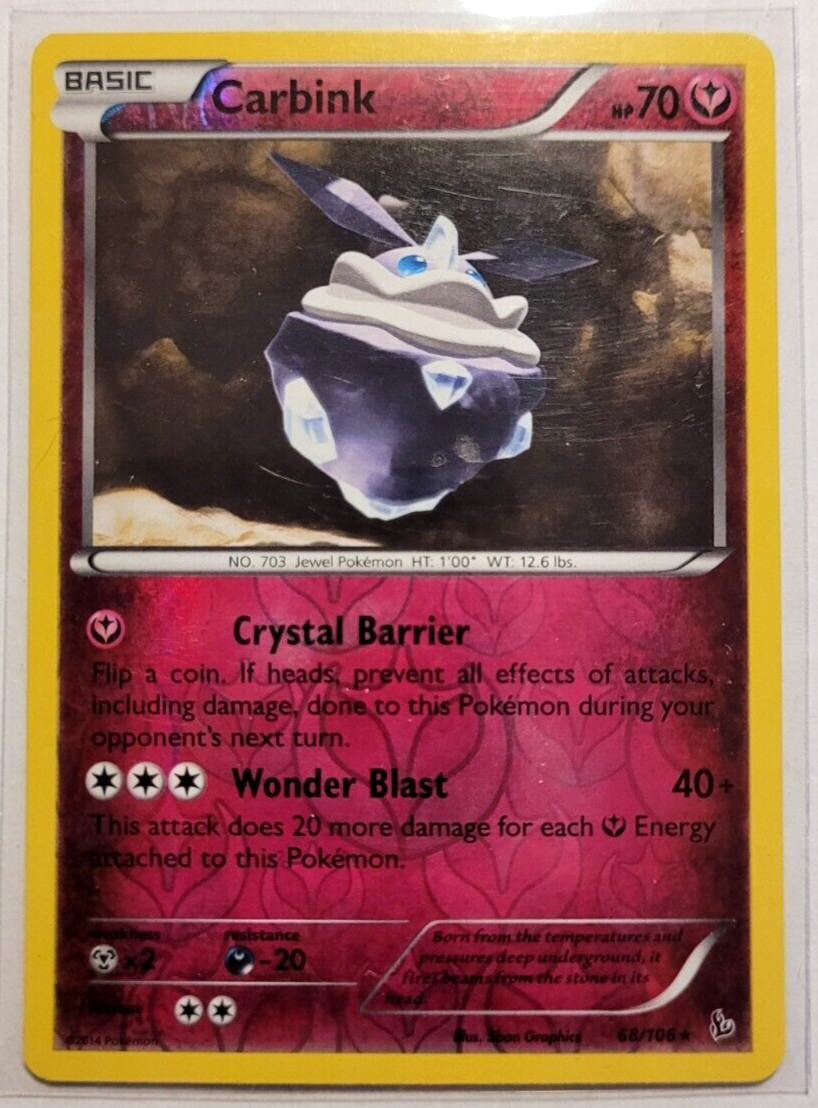 Pokemon TCG XY FlashFire Carbink Reverse Holo Rare 68/106 NM/M Condition