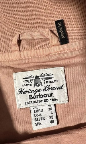 BARBOUR Heritage Brand BLUSH PINK Mabel Overshirt Full-Zip Jacket Classic Sz 6 - Picture 11 of 13