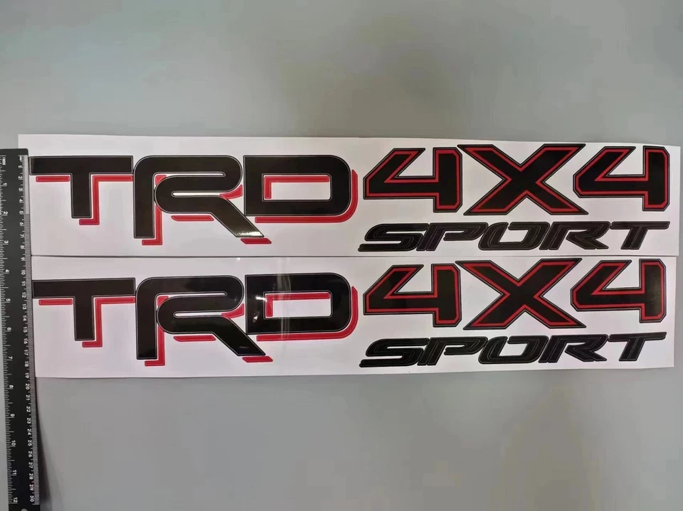 2PCs TRD 4x4 Sport Decal Set 2016 - 2020 Tacoma Tundra Truck Sticker Red Black - Image 2 of 4