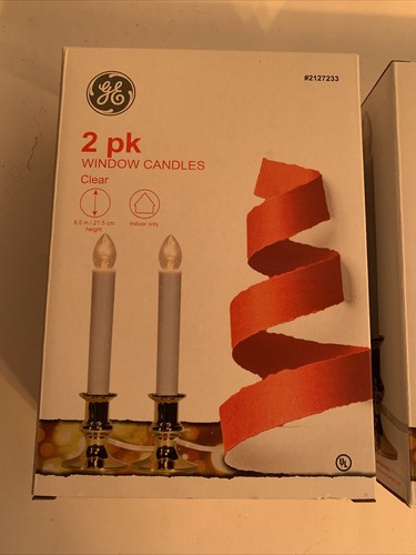 GE Window Candles 2 Packs Of 2. 8.5” Tall White & Gold - Picture 2 of 8