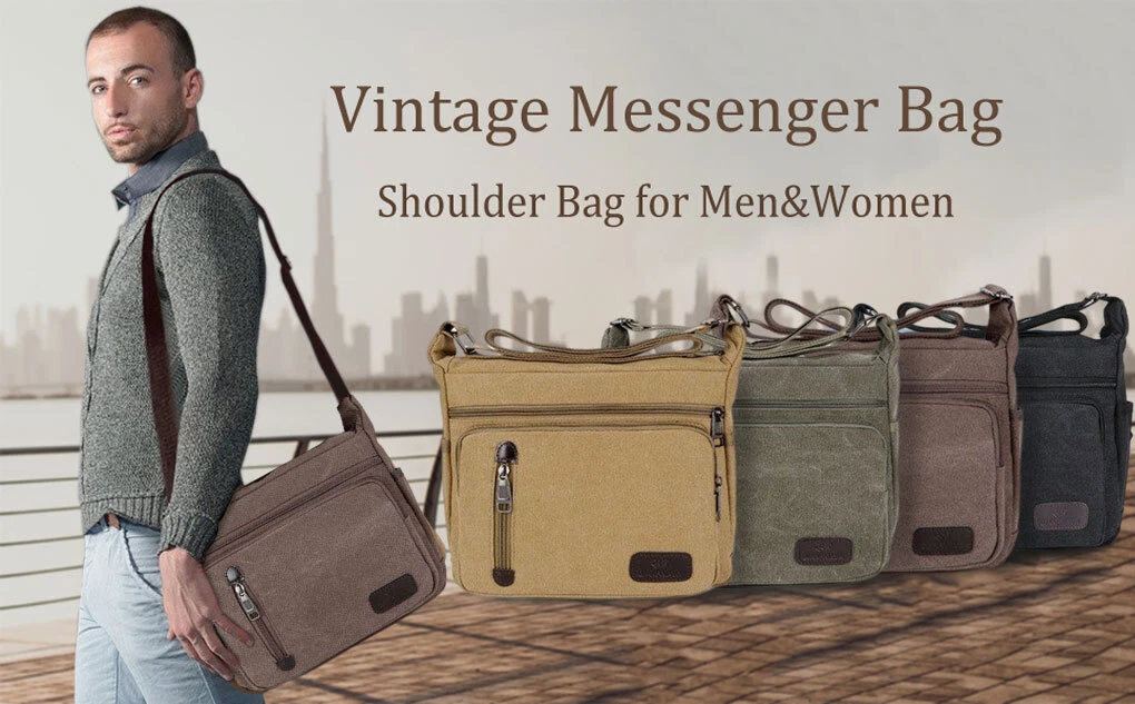 Retro Men's Canvas Shoulder Messenger Bag Crossbody Satchel Travel Man's  Bags AU