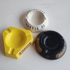 Lot 3x CENDRIERS publicitaire Heineken Ricard Pastis 51 Pernod 45 ANCIEN vintage