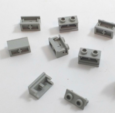 7X LEGO HINGE Parts 1 x 2 Top/Base Complete Old Light Gray 3937 3938 Classic