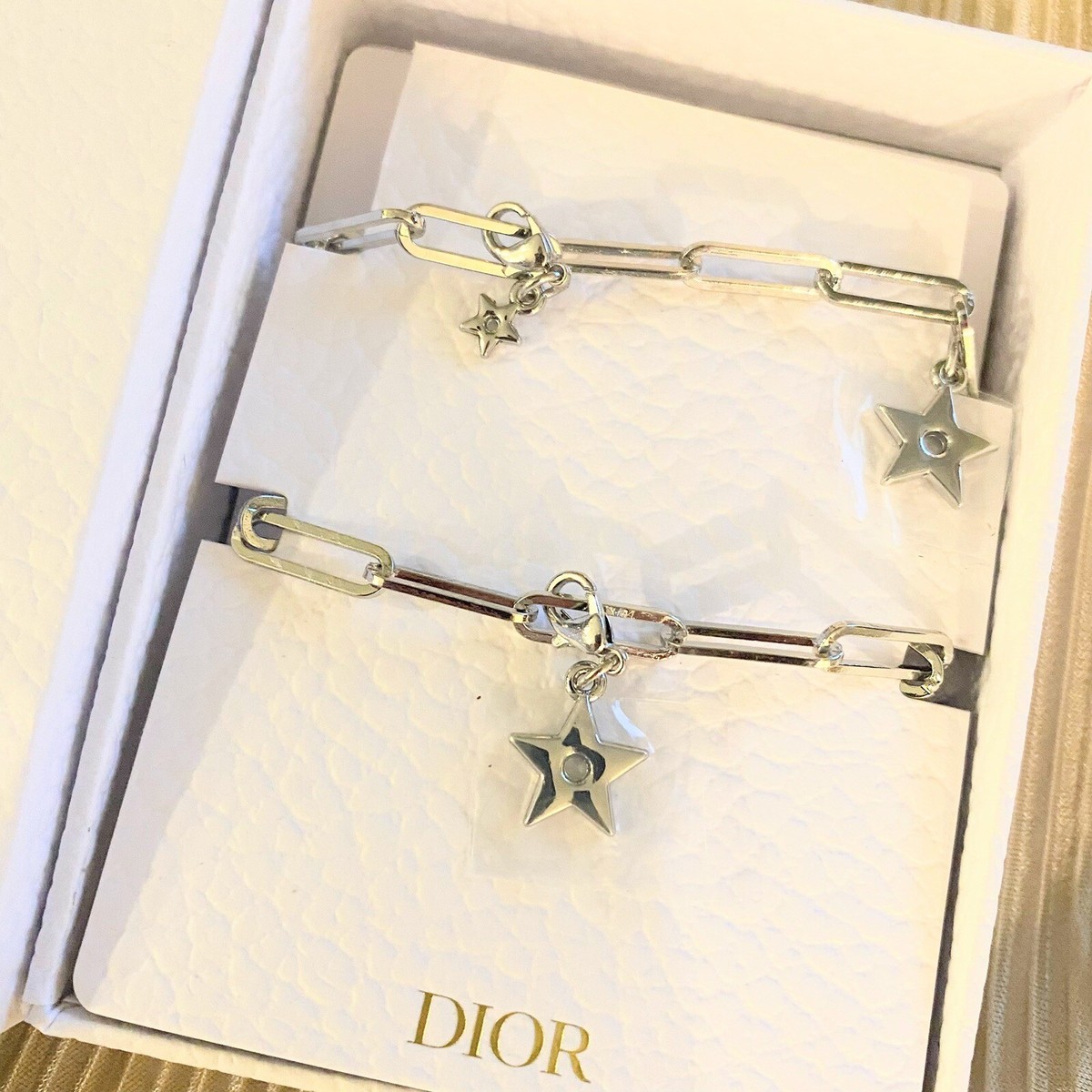 Dior Phone Charm with STARS & CD LOGO Limited Edition Silver Chain