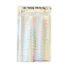 500 #000 Holographic Metallic Bubble Mailers Envelopes Bags 4x8 Bags 4.5" Wide