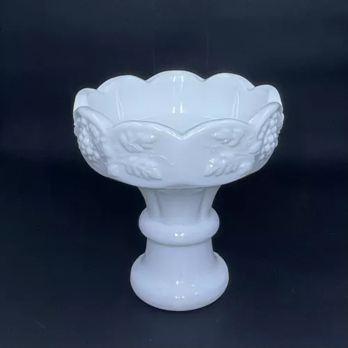 Westmoreland Candle Holder Harvest Grape Pattern Milk Glass Paneled Vintage