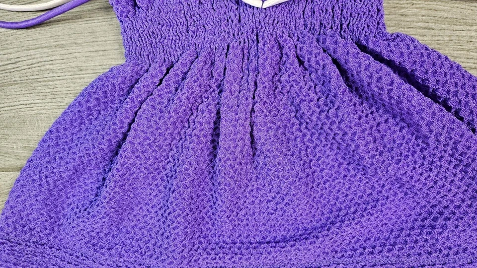 Винтажный цельный купальник Catalina текстурированный без бретелек фиолетовый женский размер 10 - Изображение 3 из 4