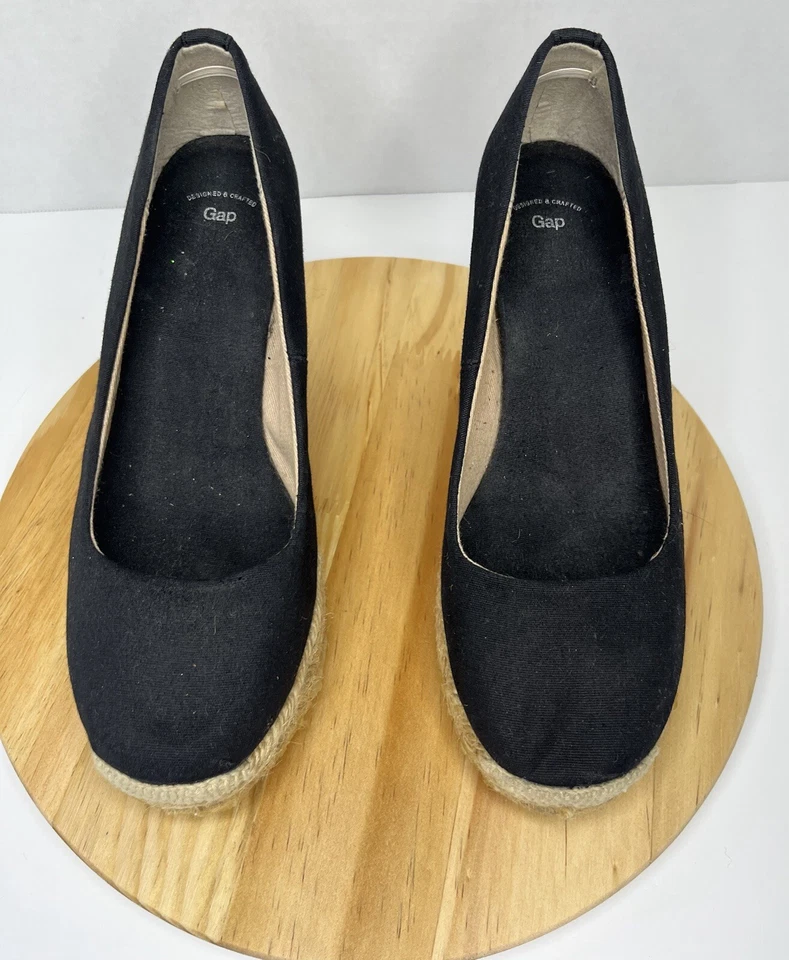 GAP Espadrille Wedge Pumps US Size 7 Black Womens Shoes - Image 4 of 4