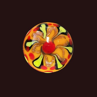 Karen Federici Orange Red Yellow Art Glass Marble