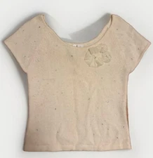 Vintage Twiggy Cream Angora Blend Sweater Rhinestones Tulle Medallion Size Large