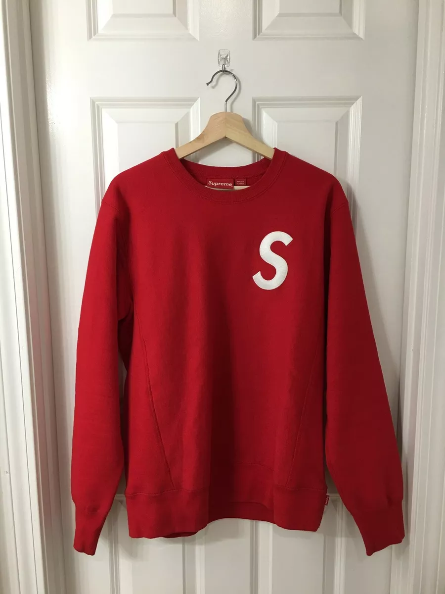 Supreme S Logo Crewneck FW16 Red Men's Size Size M Rare Long Sleeve  Sweatshirt