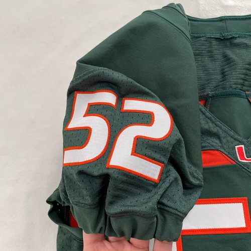 University of Miami Hurricanes Green Game Worn Nike Football Jersey #52 Perryman - Picture 7 of 14