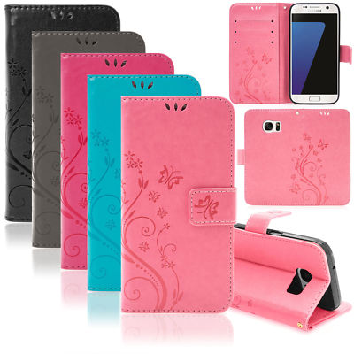 Handy Tasche für Samsung Galaxy Schutz Hülle Blumen Flip Case Wallet Etui Schale