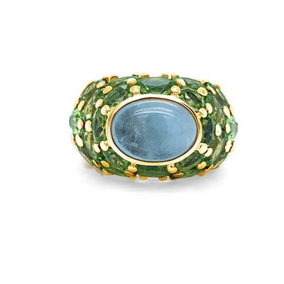 Mimi 18K Yellow Gold Aqua and Peridot Ring