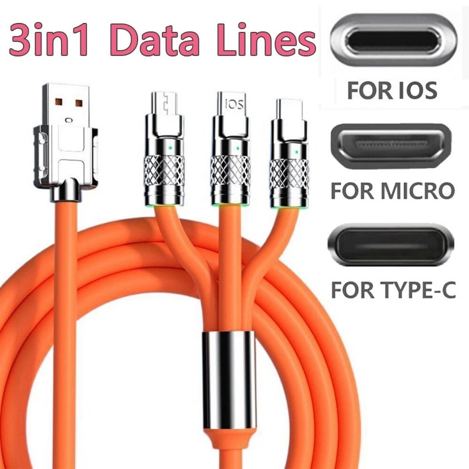 3 in 1 Fast Charging Cable Cell Phone Charger Cord For iPhone Type C Micro USB - Image 3 of 4