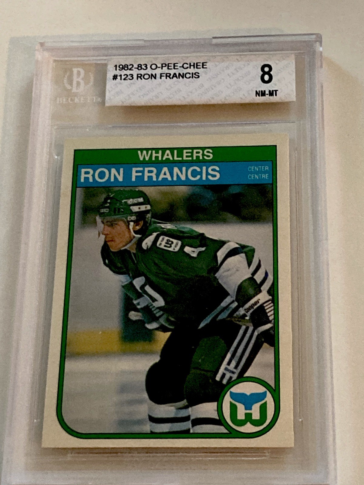 1982-83 O-Pee-Chee Ron Francis RC #123 BGS 8 Whalers, Penguins HOF