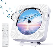 Portable CD Player Bluetooth FM Radio Speaker White Desk Wall Mount Timer