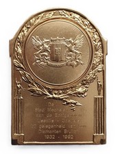 Large Gilt Bronze Plaque Medal City of Mechelen – Diamond Anniversary 1932–1992