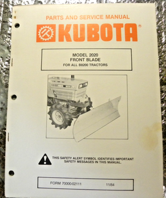 #ad Kubota Parts amp; Service Manual 11 84 Front Blade 2020 for B8200 Tractors $19.95