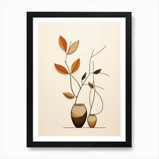 Two Vases With Leaves 2 Art Print Framed Wall Art Poster Canvas Print Picture