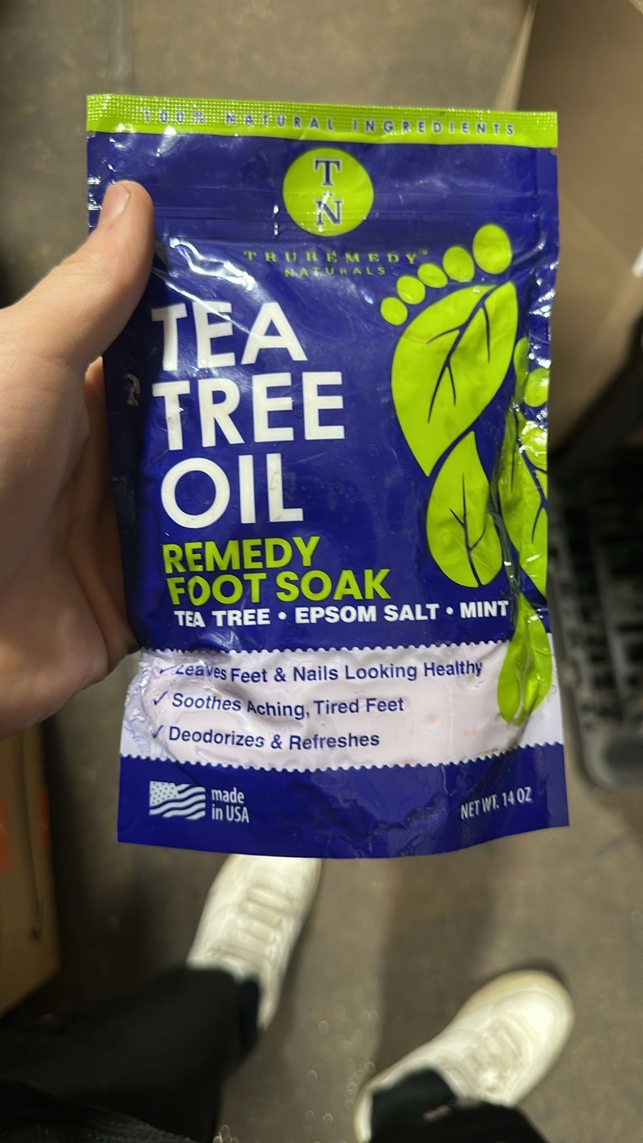 14oz Tea Tree Oil Foot Soak with Epsom Salt and Mint by Truremedy Naturals 2 PCK