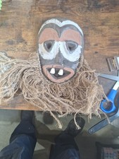 #4688 Old African Malindi Warega Mask  W/Cows Teeth 12