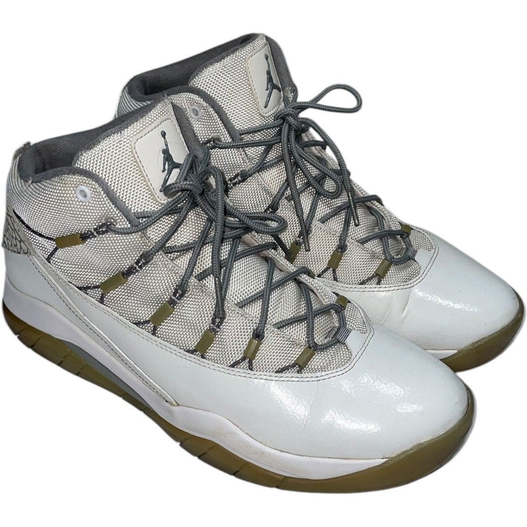 Nike Air Jordan Prime Flight White/Gray High Top Sneakers 