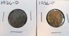 Indian buffalo head 1926-P & D nickel Both in a 2X2 Holder
