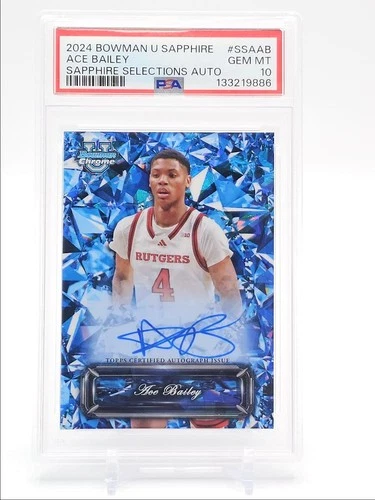 ACE BAILEY 2024-25 BOWMAN U CHROME SAPPHIRE SELECTIONS SSP AUTO PSA 10 Q0902