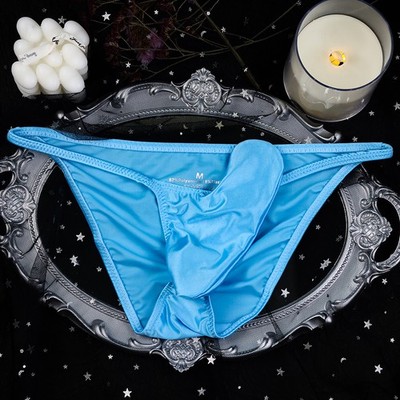Men Sexy Glossy Thin Underwear Quick Drying Briefs Low Waist Soft Pouch Lingerie