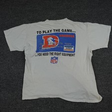 Vintage Denver Broncos Shirt Mens Large White NFL Football Oneita Visa MBNA 90s