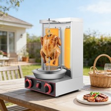 360&deg; Silber Gas Shawarma Maschine 220V Schawarma-Maschine Vertikalgrill Rechteck