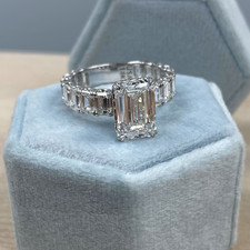 7.00 Ct Emerald-Cut EF/VS1 Lab Grown Diamond Solitaire Wedding Ring Platinum 950