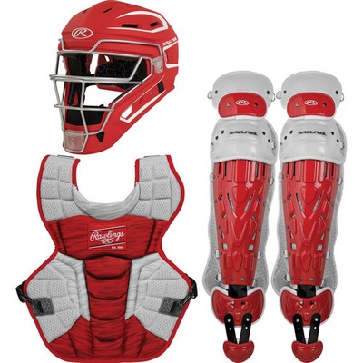 Rawlings Velo 2.0 NOCSAE Adult Catchers Set (Age 15 & Up) SCARLET | WHITE