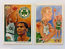 Larry Bird Robert Parish 2 Hoops Upper Deck Celtics Checklist Art Cards NBA