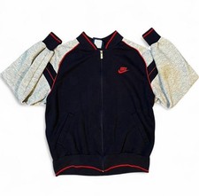 Vintage 80s Nike Track Sweatshirt Navy Blue Red And Grey Large