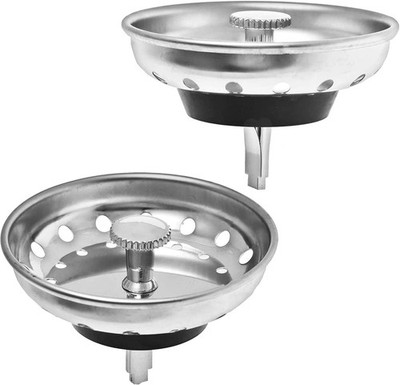 2 Pack - Kitchen Sink Strainer and Stopper Combo Basket Replacement Silver 