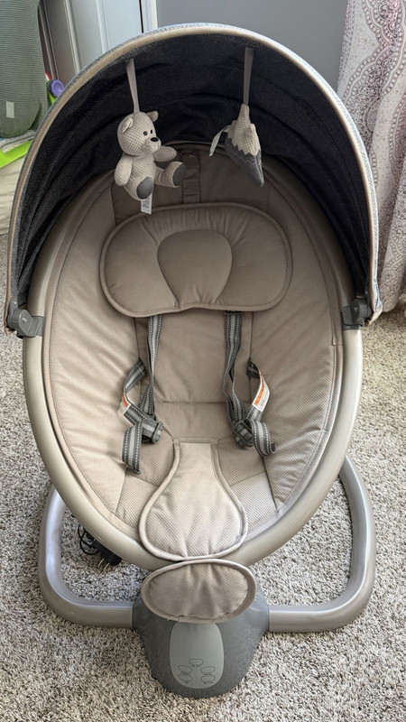 monbebe Infant Baby Bouncer Chair Seat with Canopy, Gray