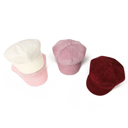 Womens Corduroy Baker Boy Hat Winter Newsboy Cap Retro Octagonal Beret Cabbie UK image 5