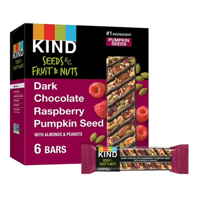 KIND Seeds Fruit & Nuts Snack Bar, Dark Chocolate Raspberry Pumpkin Seed, Gluten