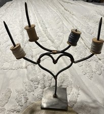 Vtg Primitive Cast Iron Sewing 4 Spool Thread Holder Stand Handmade